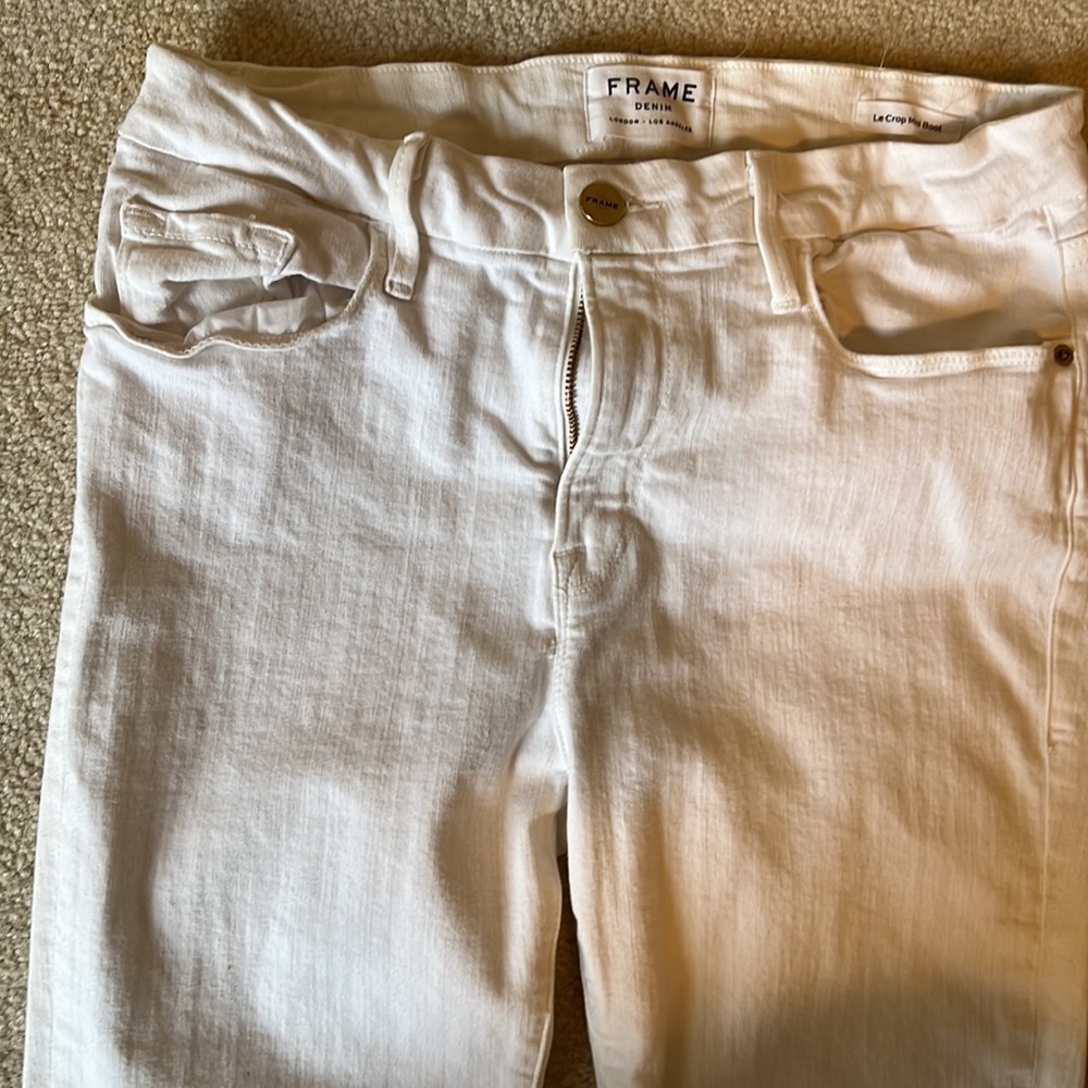 Frame white womens denim le crop mini boot sz 29 - Picture 2 of 3